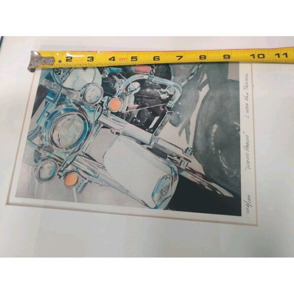 White Harley Art Print Linda Van Tassell Framed 14x11 Signed #12/100 9.75x7" - Picture 10 of 11